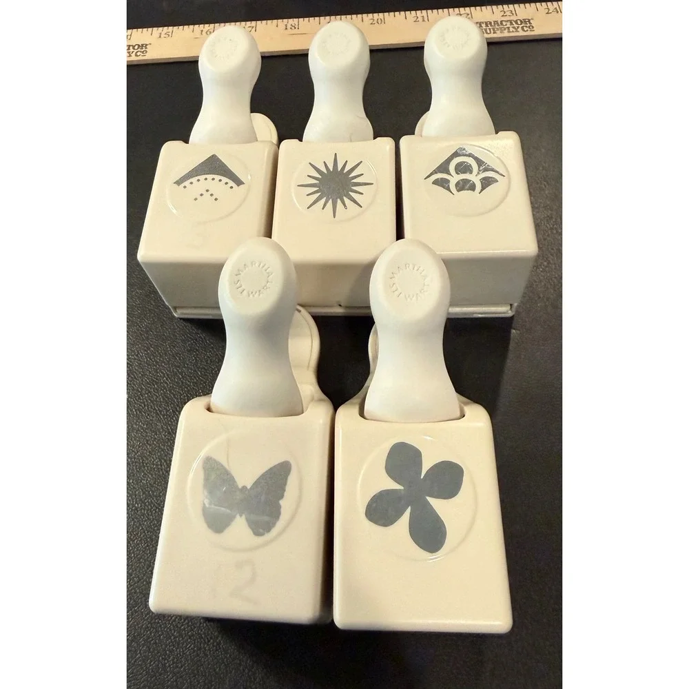 Martha Stewart Paper Punch Set Cream Butterfly Flower Sunburst 5pc Scrapbook